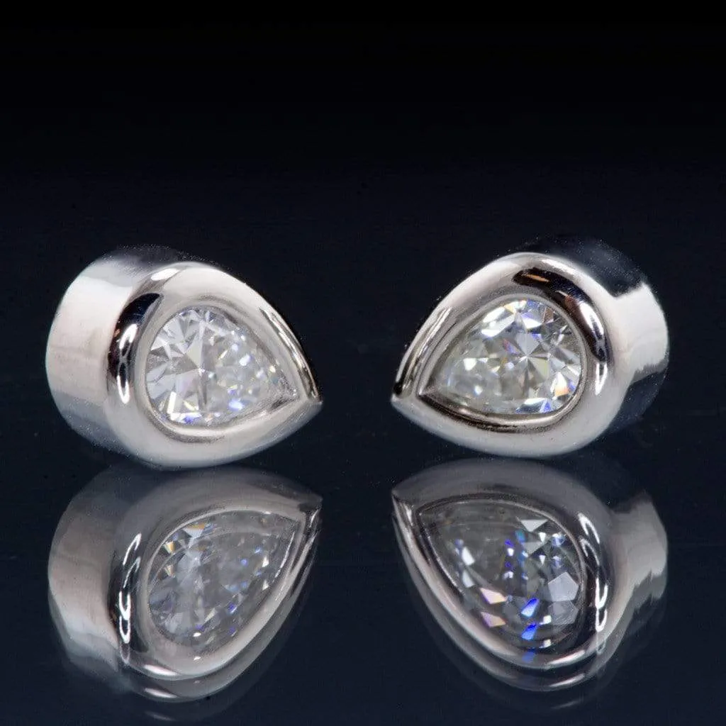 Pear Moissanite Bezel Stud Earrings