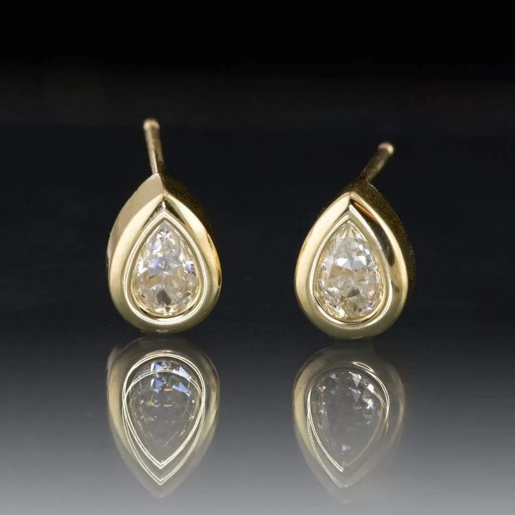 Pear Moissanite Bezel Stud Earrings