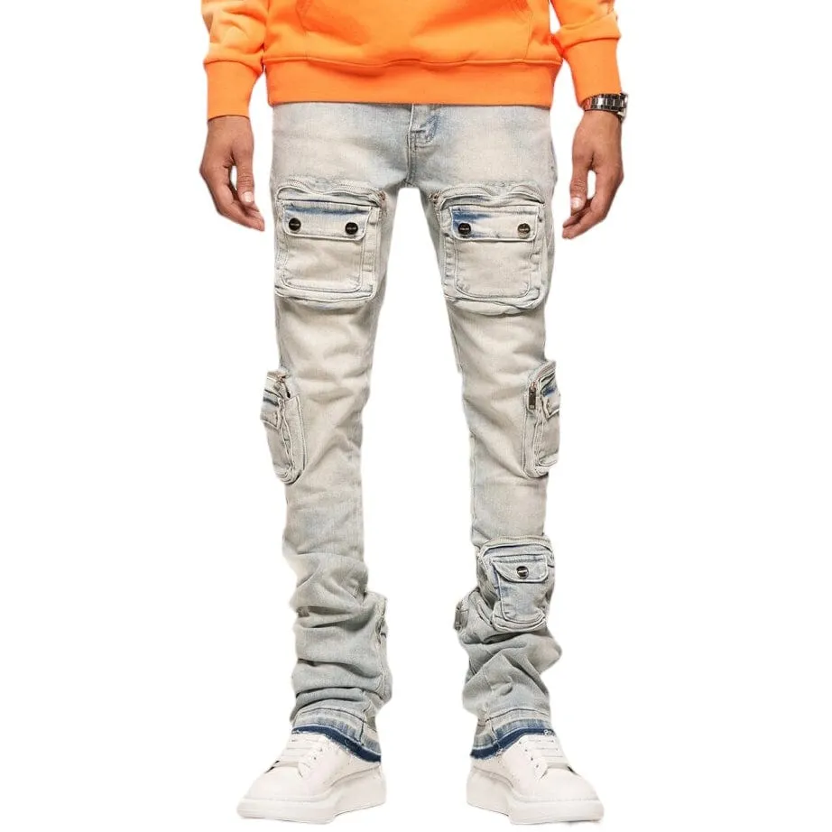 Pheelings "Journey To Greatness" Cargo Flare Stack Denim (Light Blue)