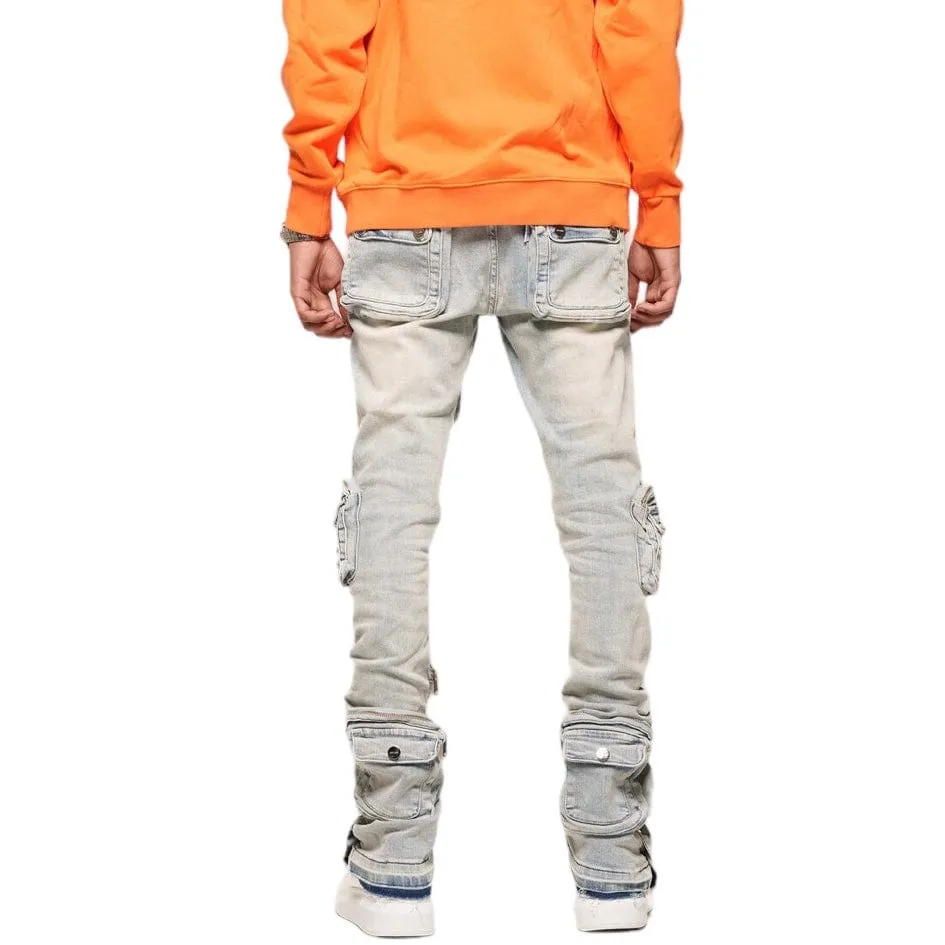 Pheelings "Journey To Greatness" Cargo Flare Stack Denim (Light Blue)