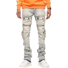 Pheelings "Journey To Greatness" Cargo Flare Stack Denim (Light Blue)