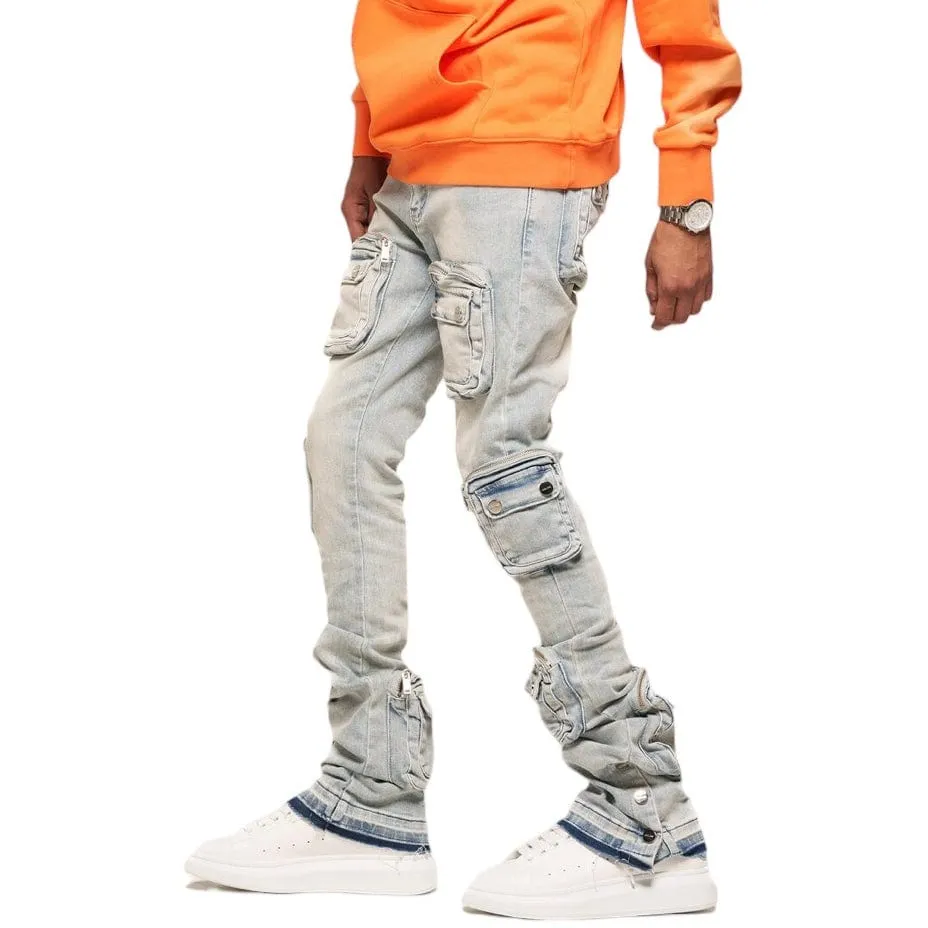 Pheelings "Journey To Greatness" Cargo Flare Stack Denim (Light Blue)