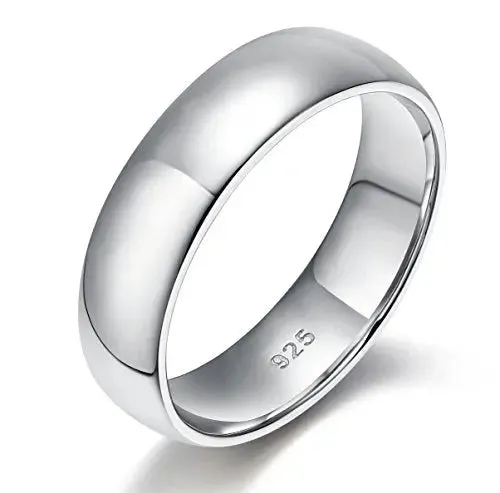 Platinum Plated 925 Silver Wedding Bands In Silver / Gold / Rose Gold