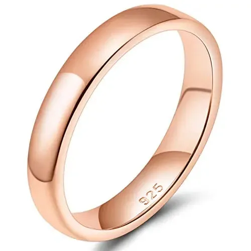 Platinum Plated 925 Silver Wedding Bands In Silver / Gold / Rose Gold