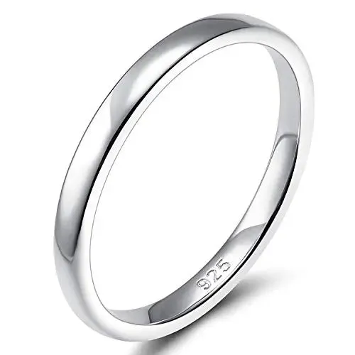 Platinum Plated 925 Silver Wedding Bands In Silver / Gold / Rose Gold