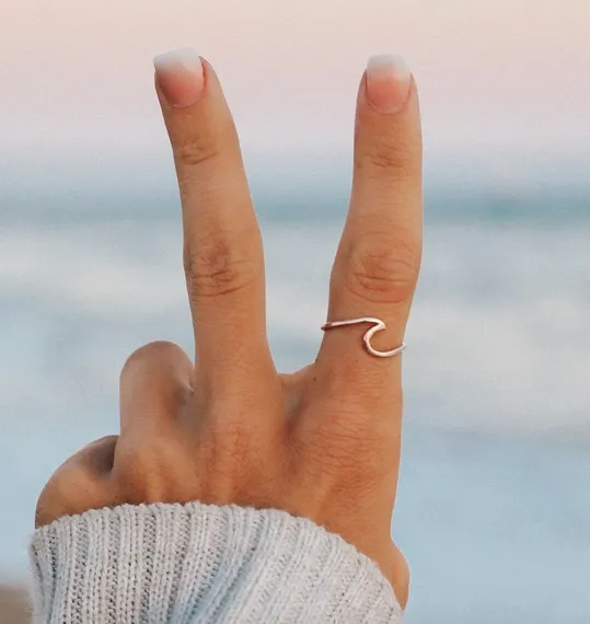 Puravida Silver, Rose Gold or Gold Wave Ring