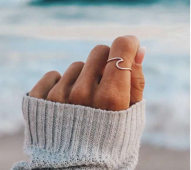 Puravida Silver, Rose Gold or Gold Wave Ring