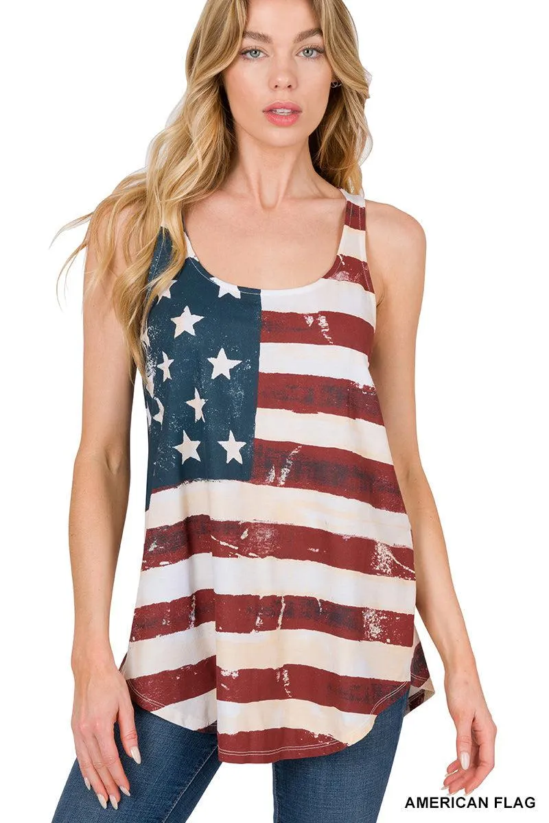 "Flag Print" Relaxed Fit Tank Top