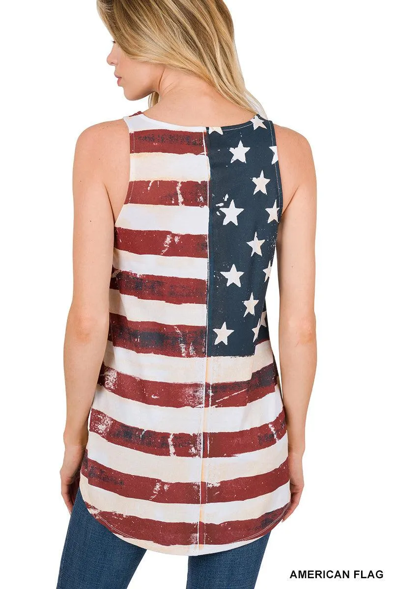 "Flag Print" Relaxed Fit Tank Top