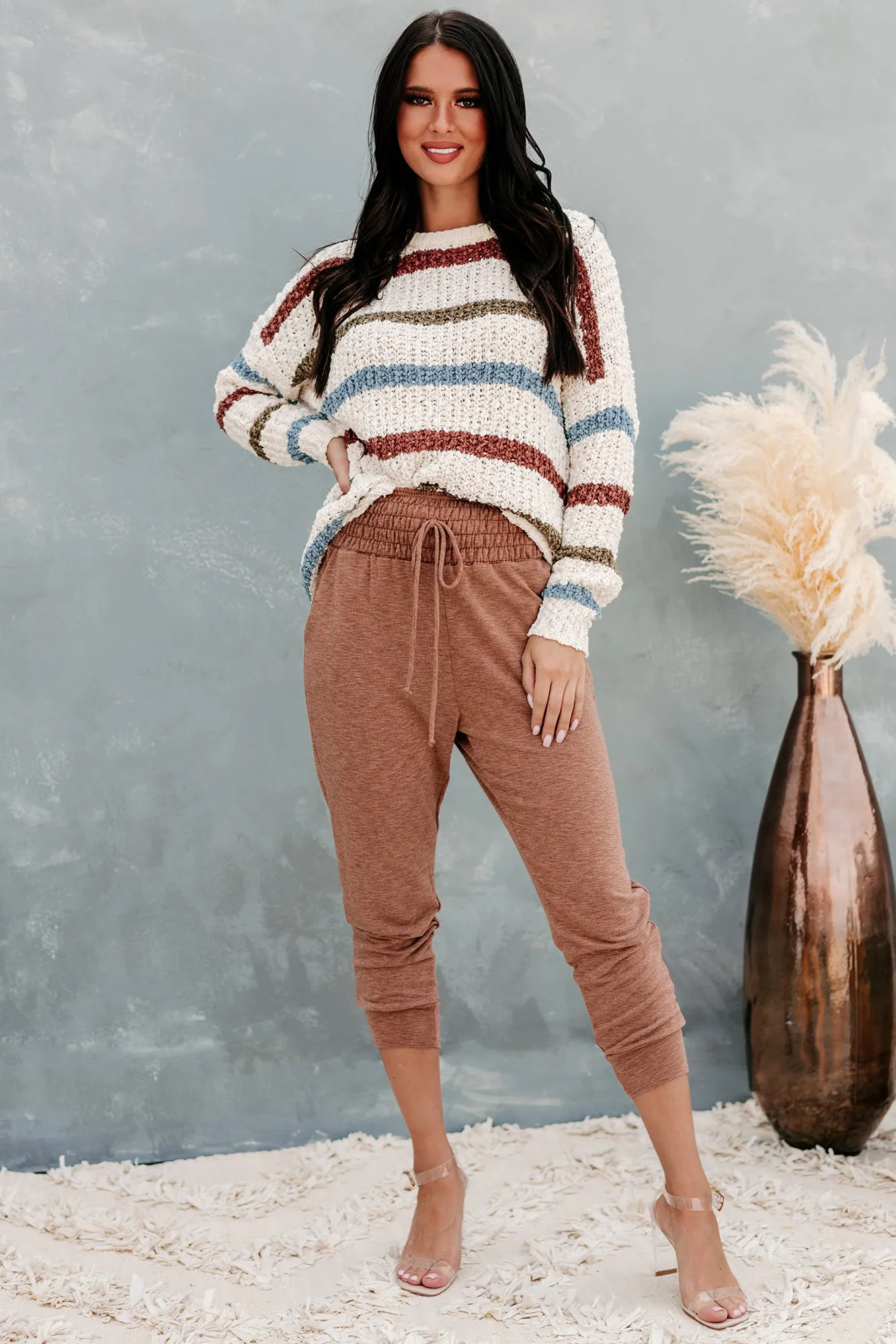 "Just Your Stripe" Striped Yarn Knit Sweater (Ivory)