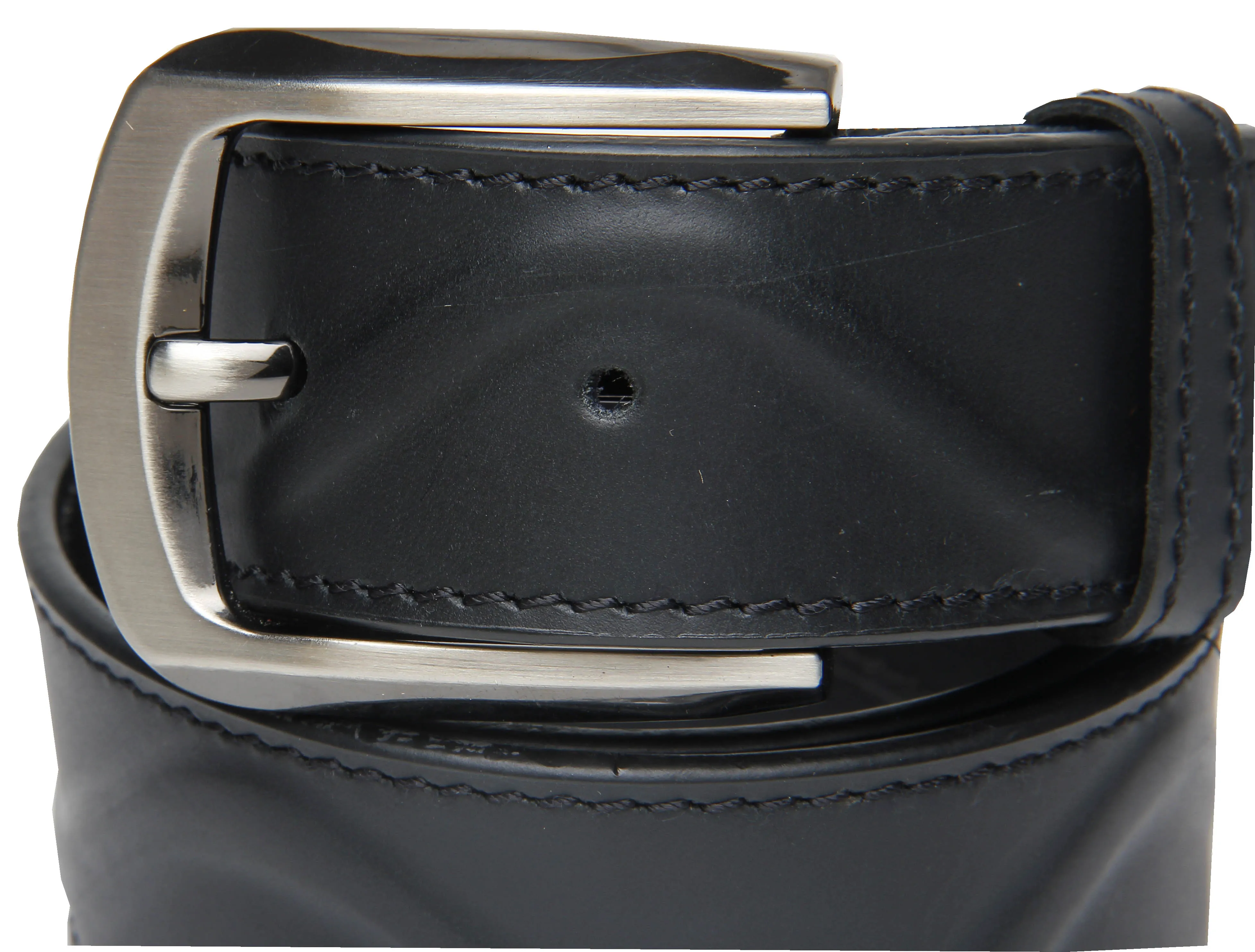 RL Black Oilpullup Designer Stitched And Ribbed Belt