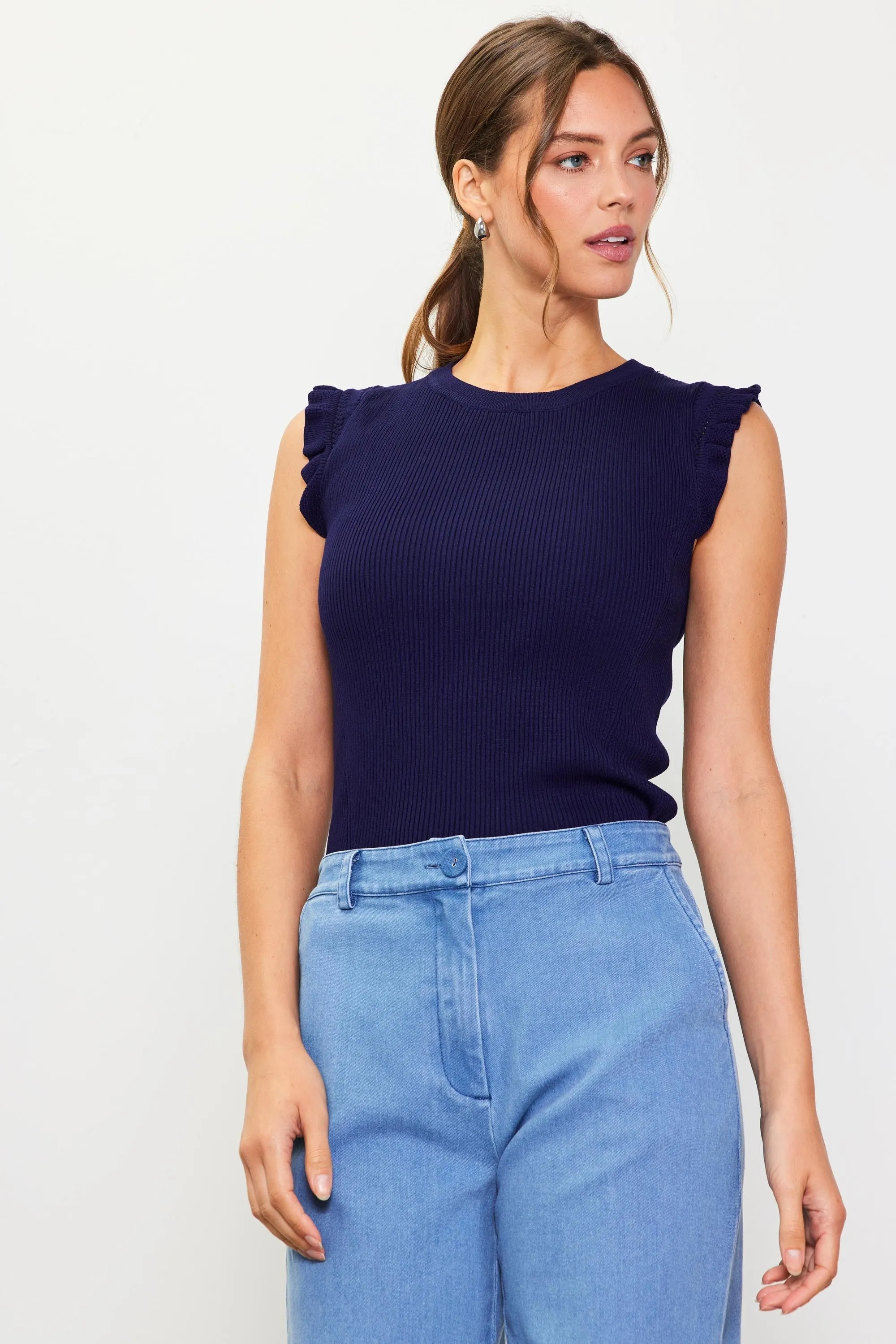 Ruffle Rib Knit Top