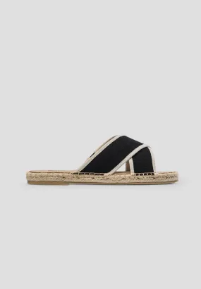 SANDAL CROSSED LINEN BLACK