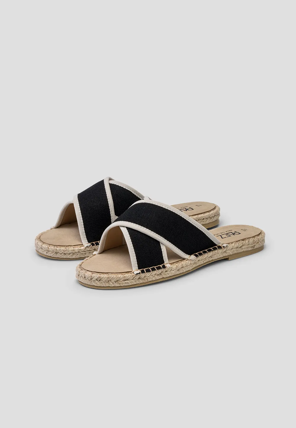 SANDAL CROSSED LINEN BLACK