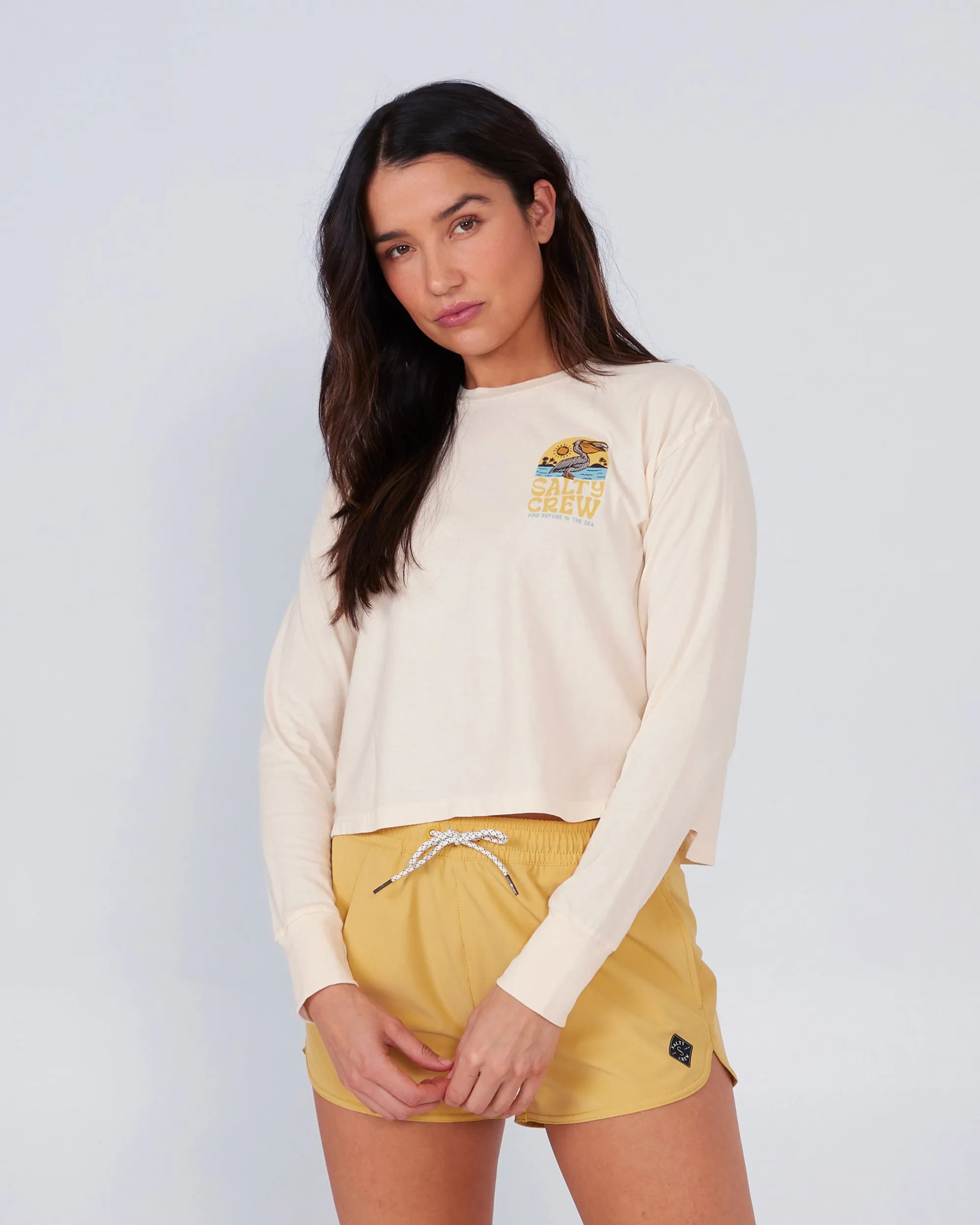 Seaside Bone L/S Crop Tee