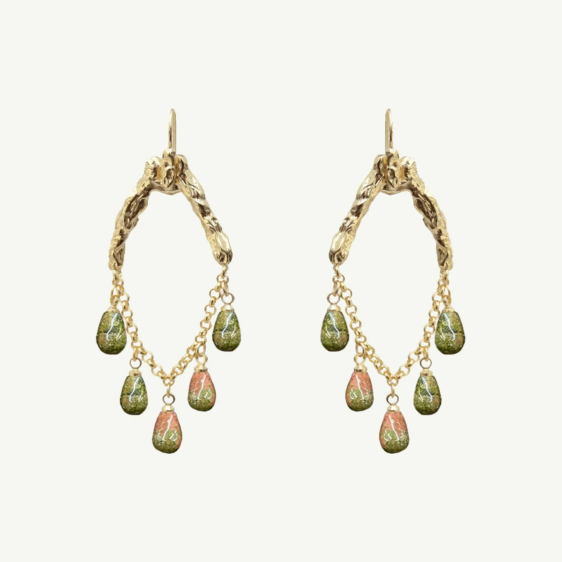 Selene Unakite Jasper Earrings Small