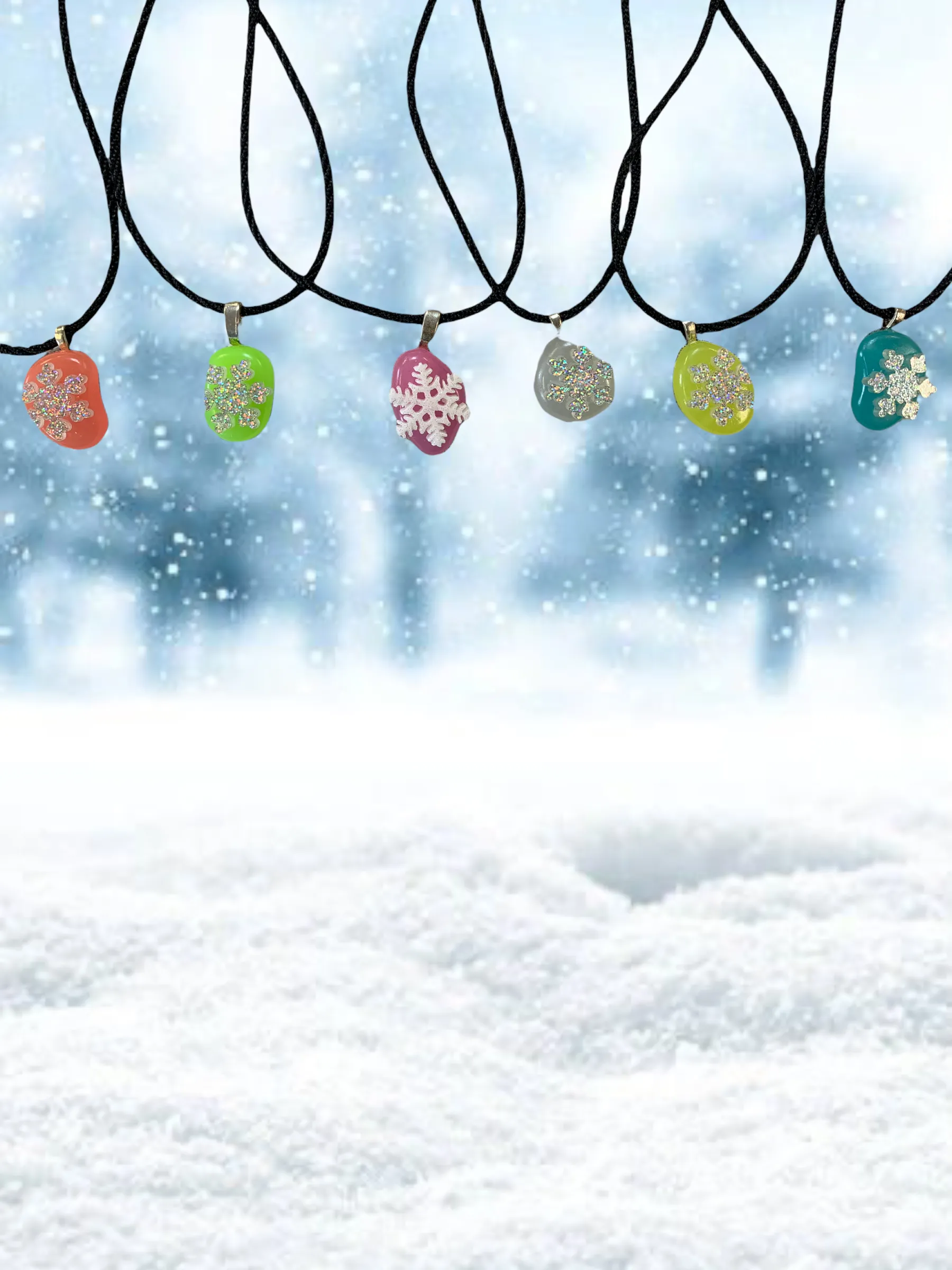 Snowflake Glow in the Dark Pendant Necklace in Assorted Colros