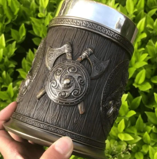 Stainless Steel Odin and Thor Beer Tankard