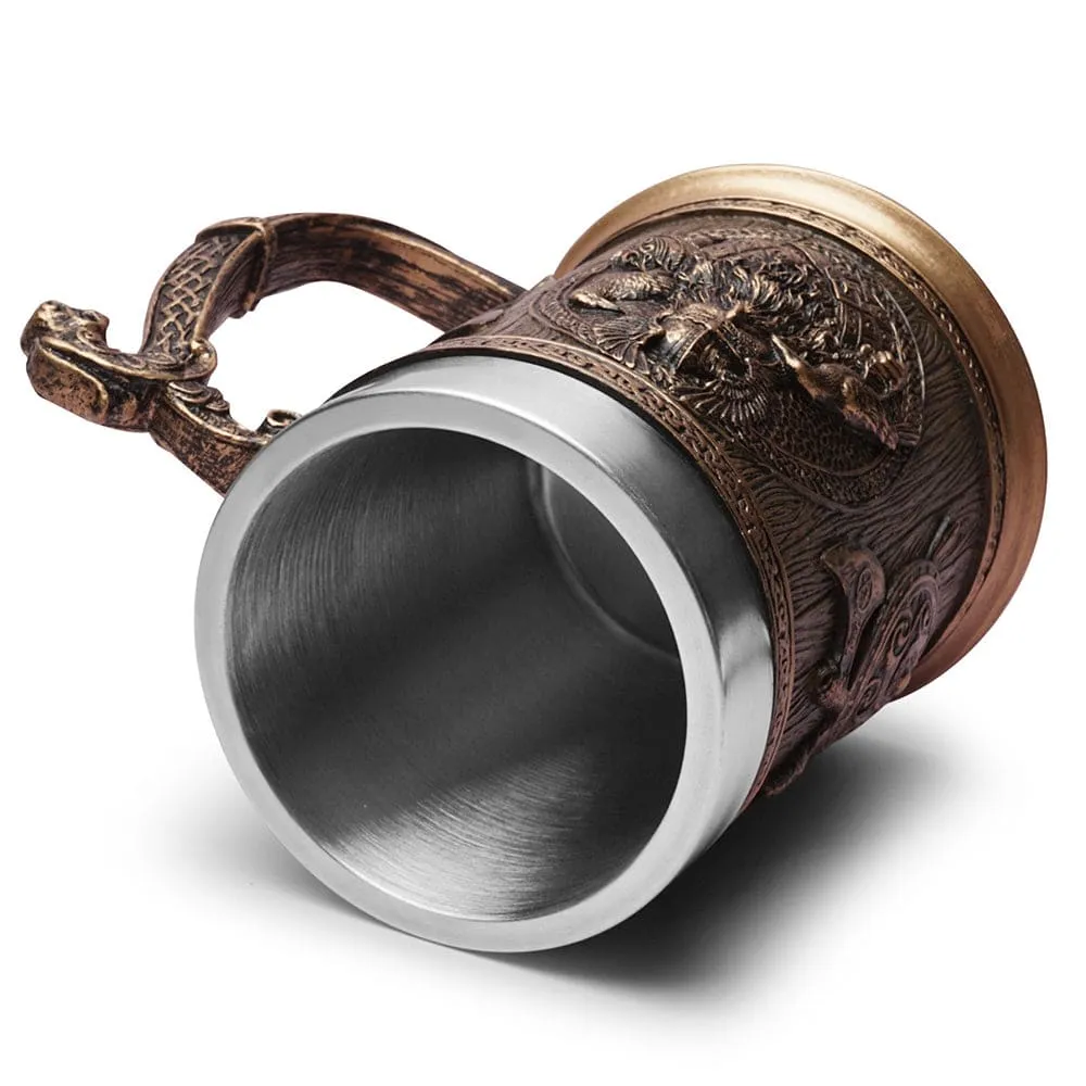 Stainless Steel Odin and Thor Beer Tankard