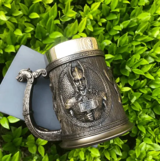 Stainless Steel Odin and Thor Beer Tankard