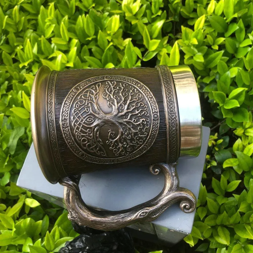 Stainless Steel Yggdrasil / Tree of Life Beer Tankard