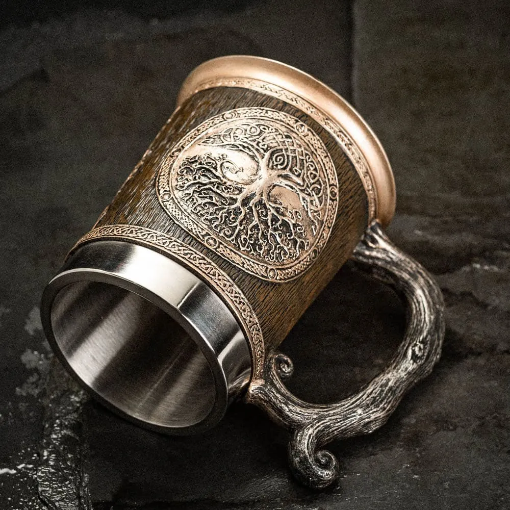 Stainless Steel Yggdrasil / Tree of Life Beer Tankard