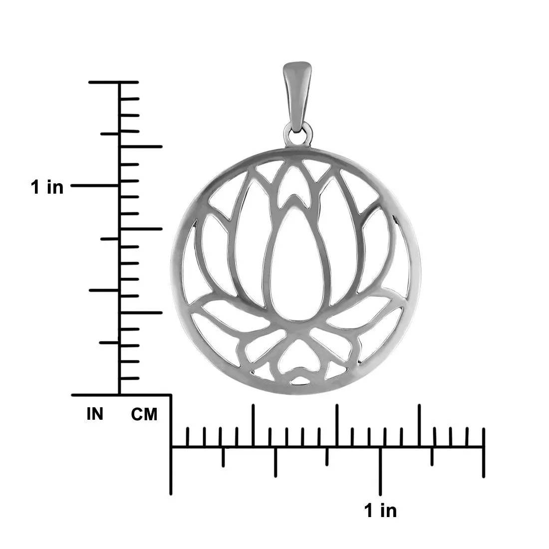 Sterling Silver Cut Out Lotus Pendant Necklace, 18"