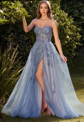 STRAPLESS BLUE BALL GOWN