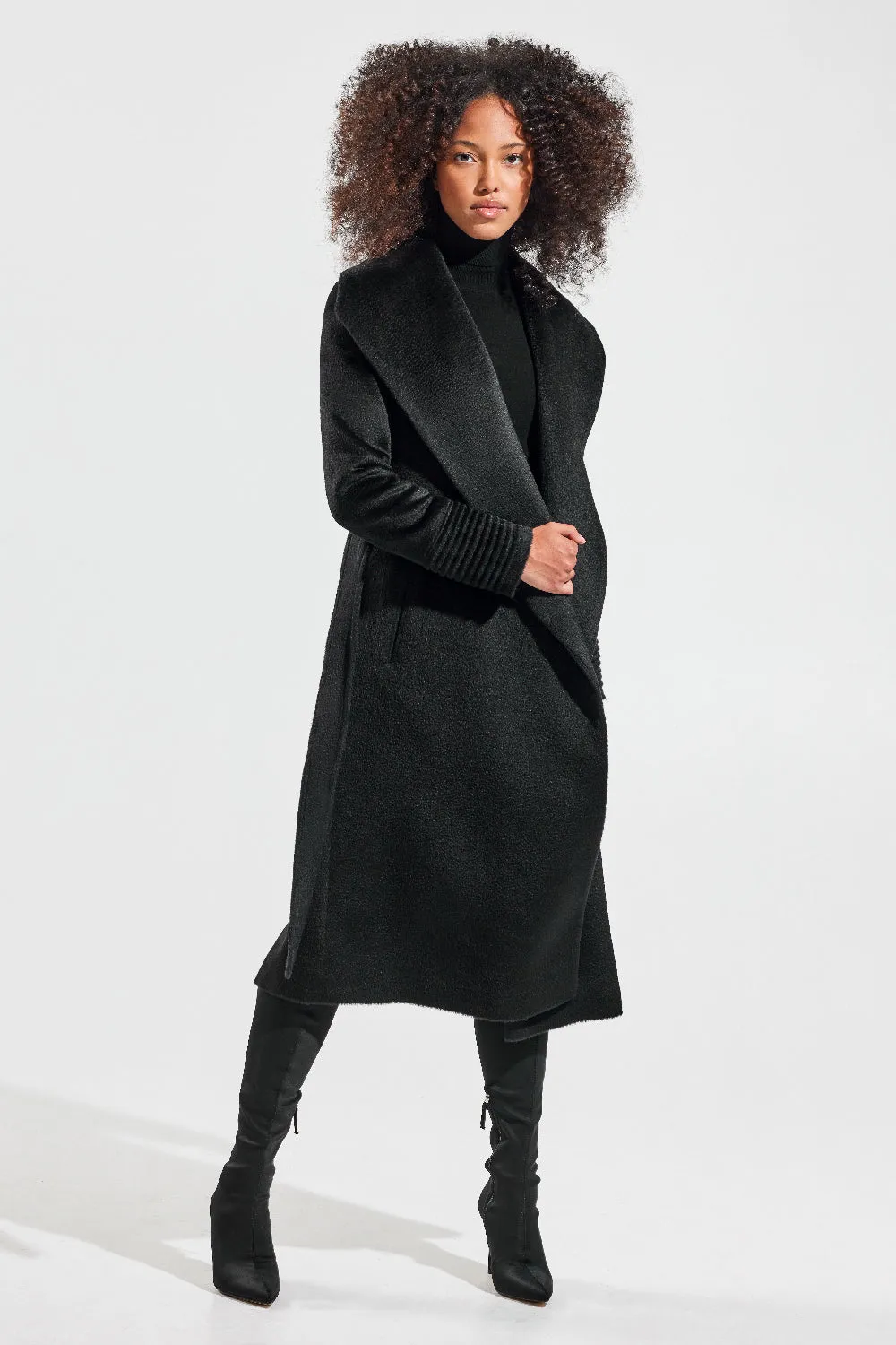 Suri Alpaca Long Shawl Collar Wrap Coat