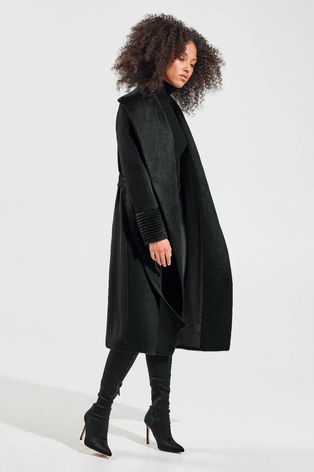 Suri Alpaca Long Shawl Collar Wrap Coat