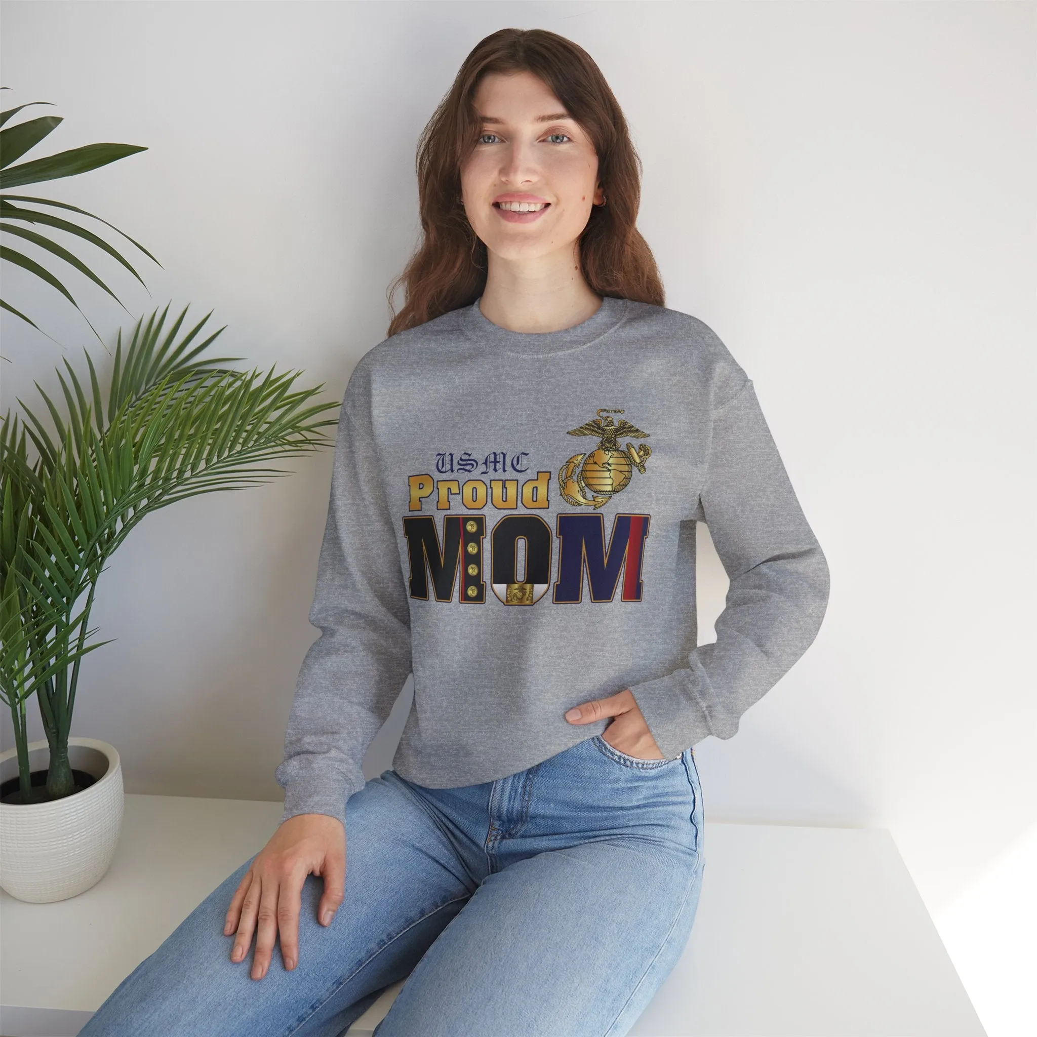 Sweatshirt: Dress Blue Proud Mom (Your Choice of Colors)