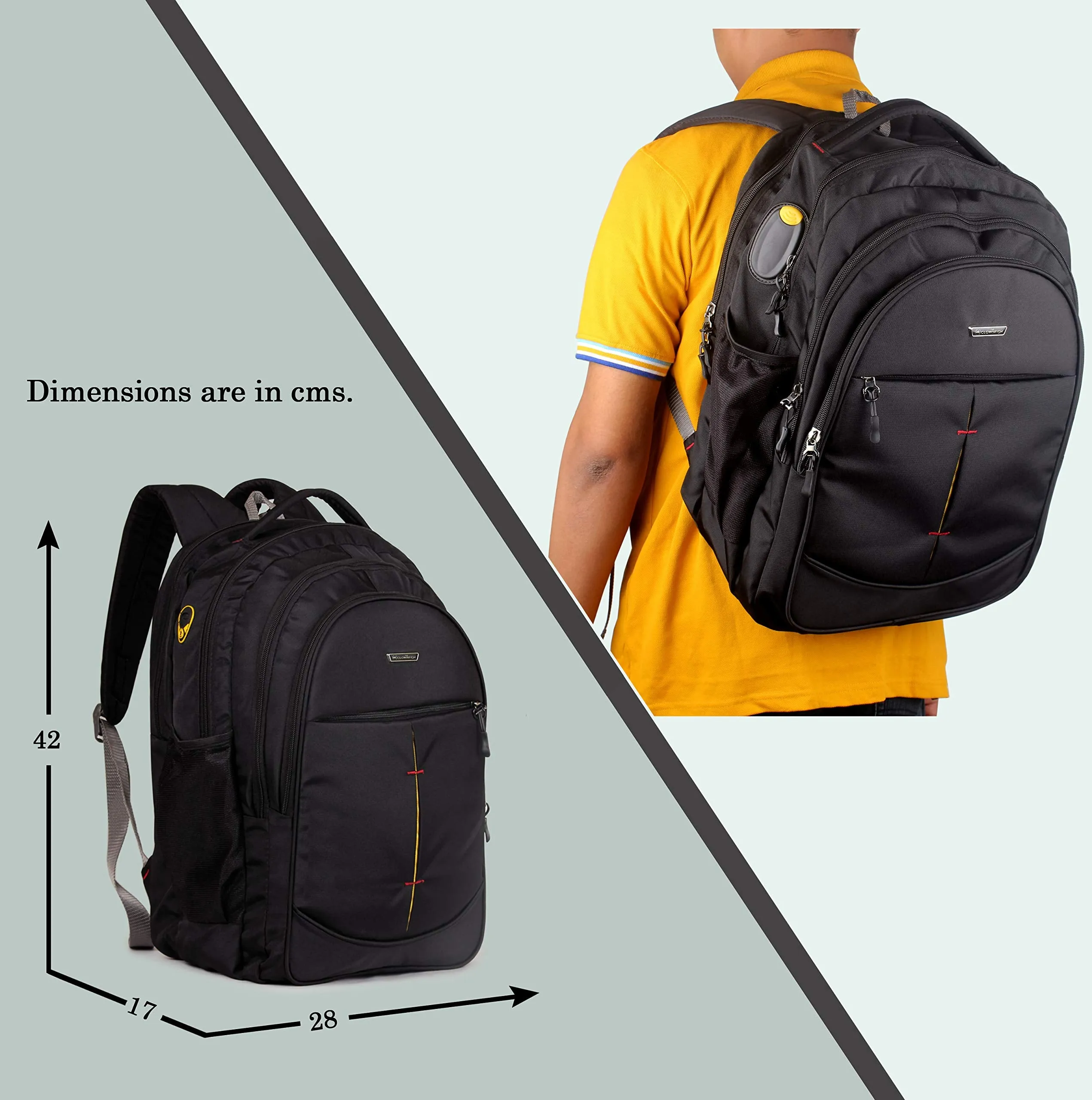 THE CLOWNFISH Archer 27 Litre Black School Backpack | School Bag