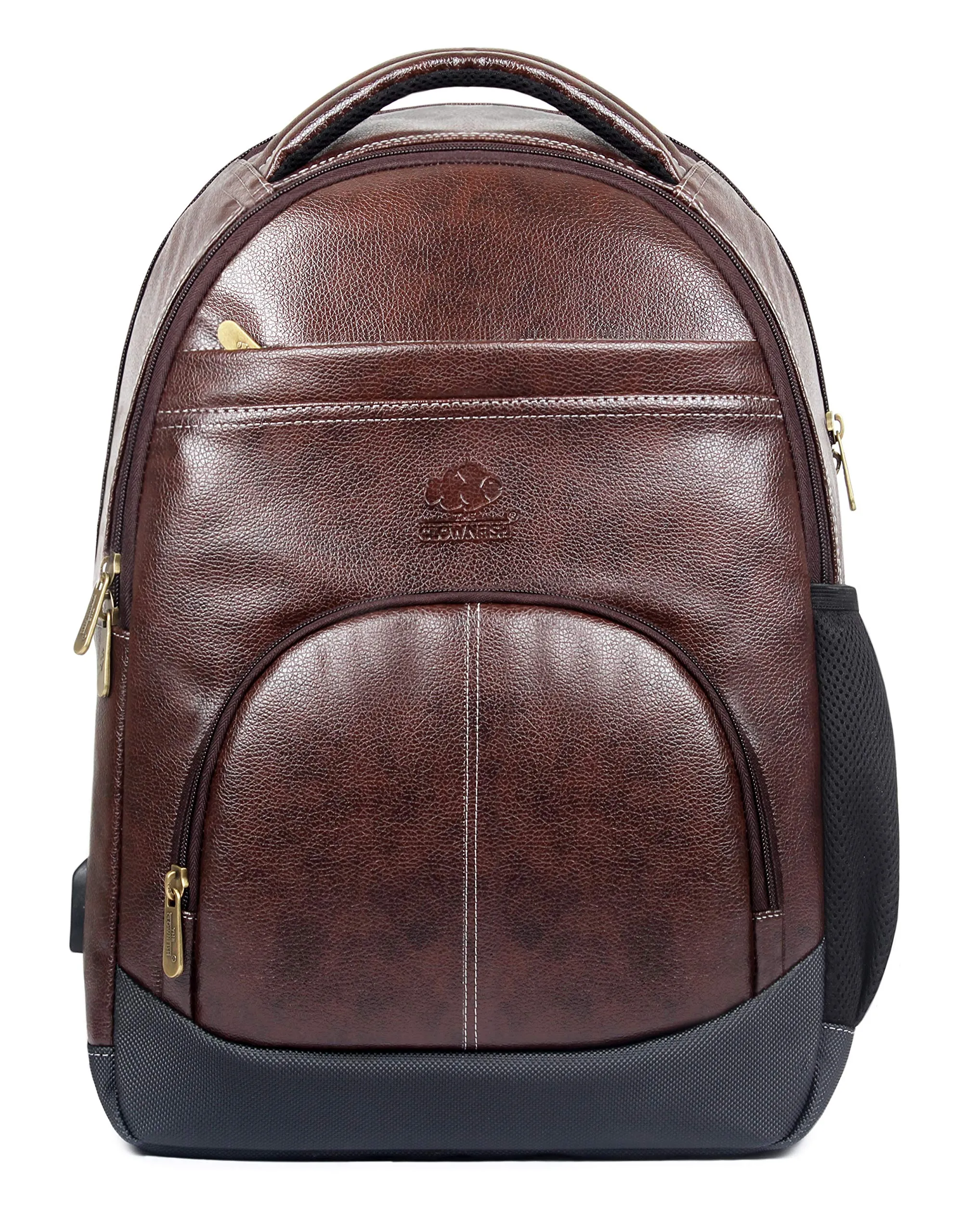 THE CLOWNFISH Combo Of Fredrick 27 liters Faux Leather 15.6 inch Laptop Backpack (Hickory) Bliss Faux Leather Sling Bag (Brown)