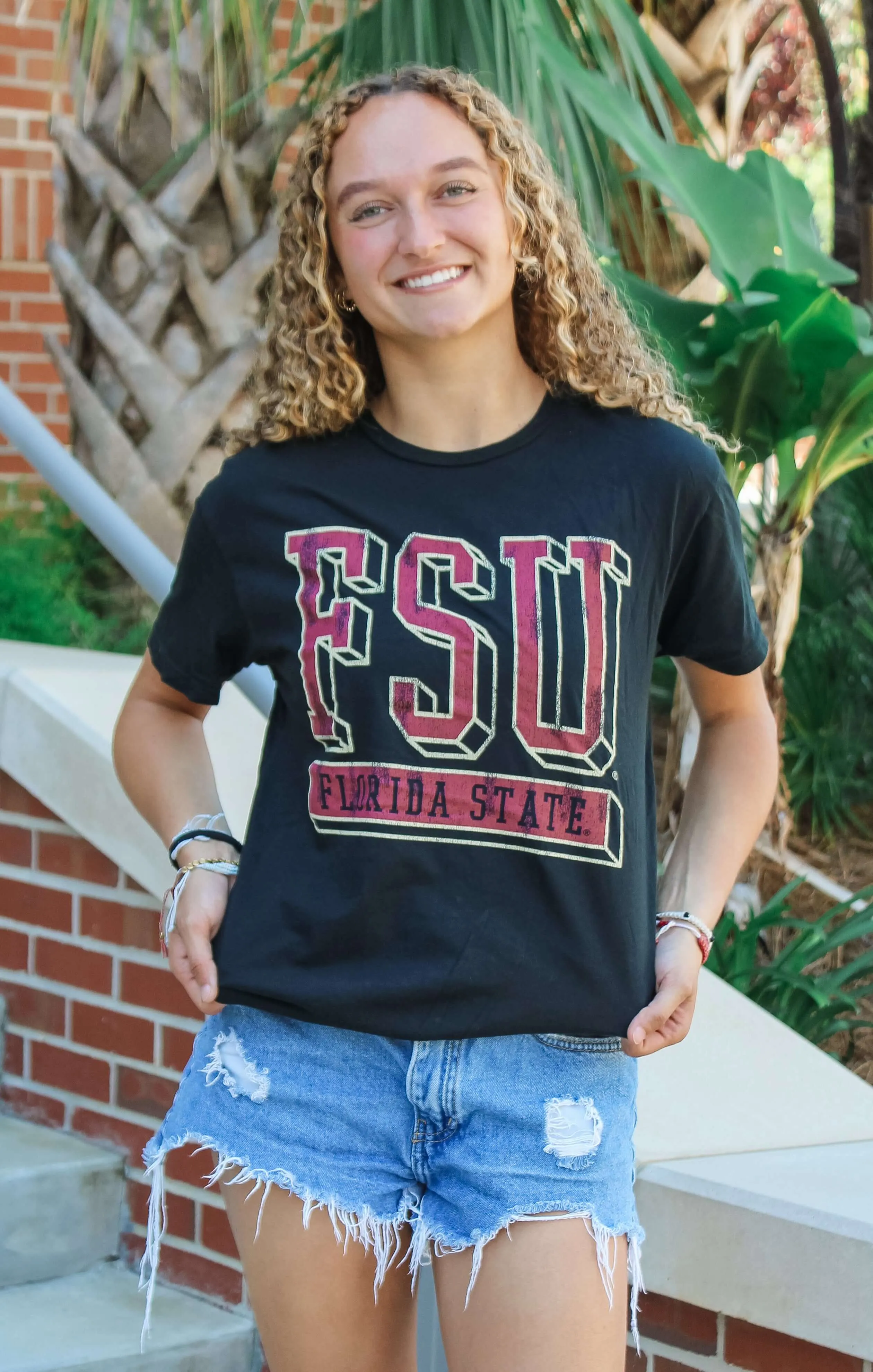 The FSU Block Vintage Boyfriend Tee (Black)