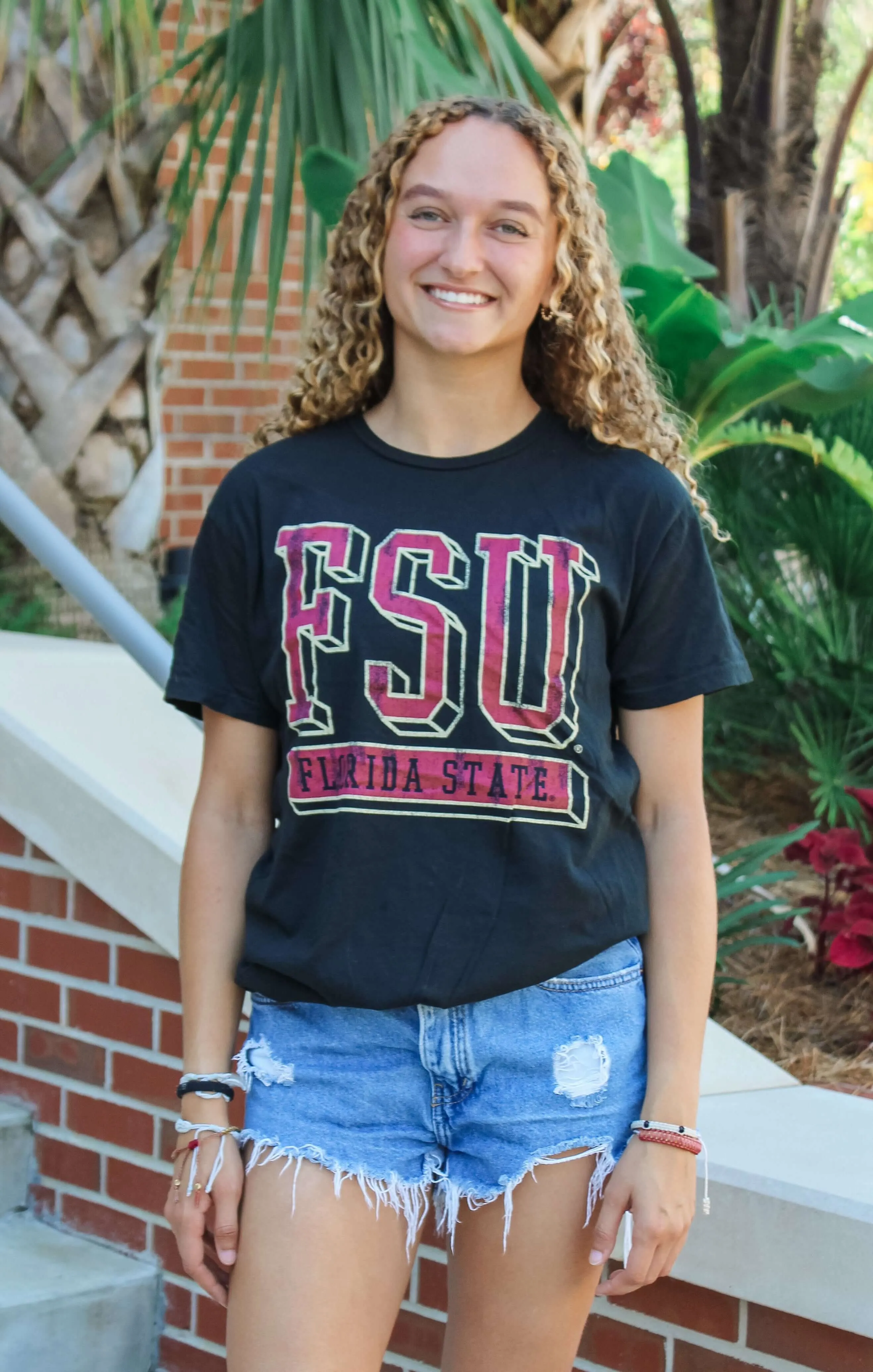 The FSU Block Vintage Boyfriend Tee (Black)