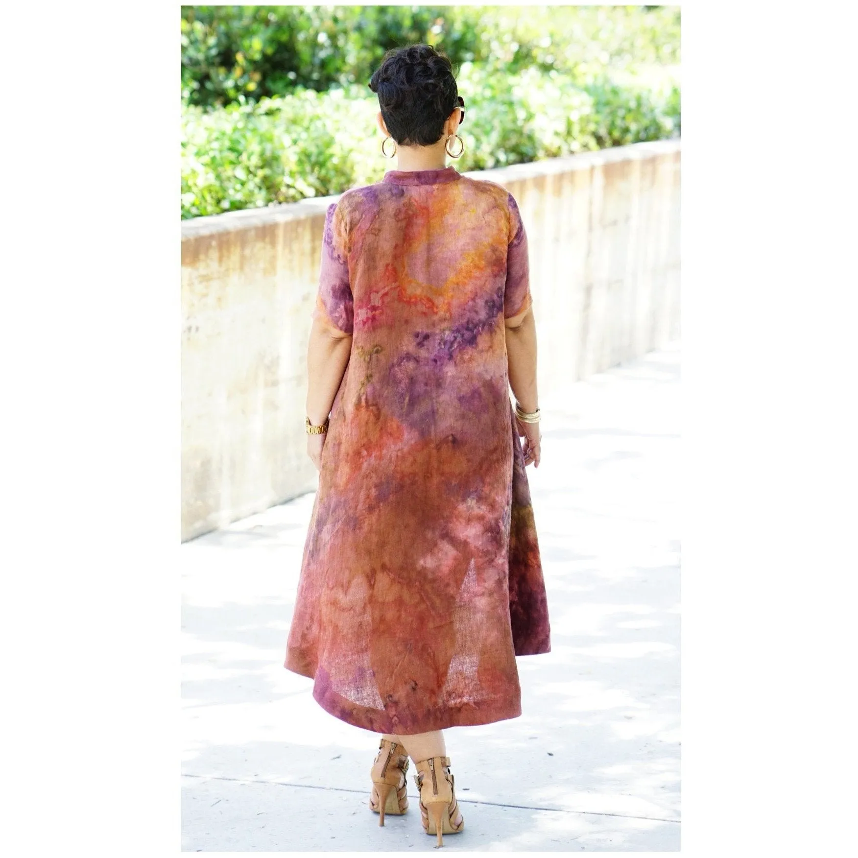 Tie Dye High-Low Shirt Dress