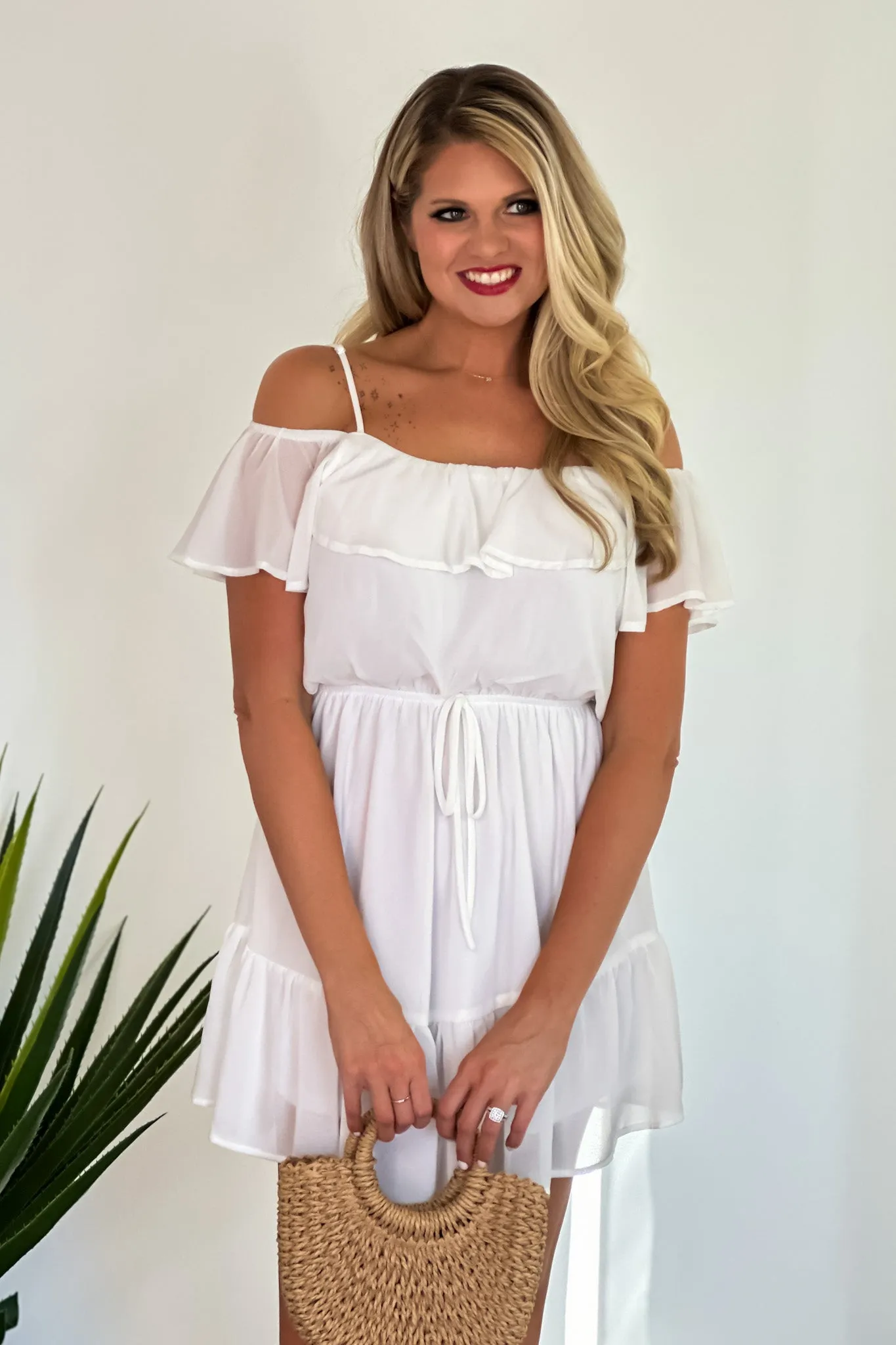 Trisha Ruffled Dress : Off White