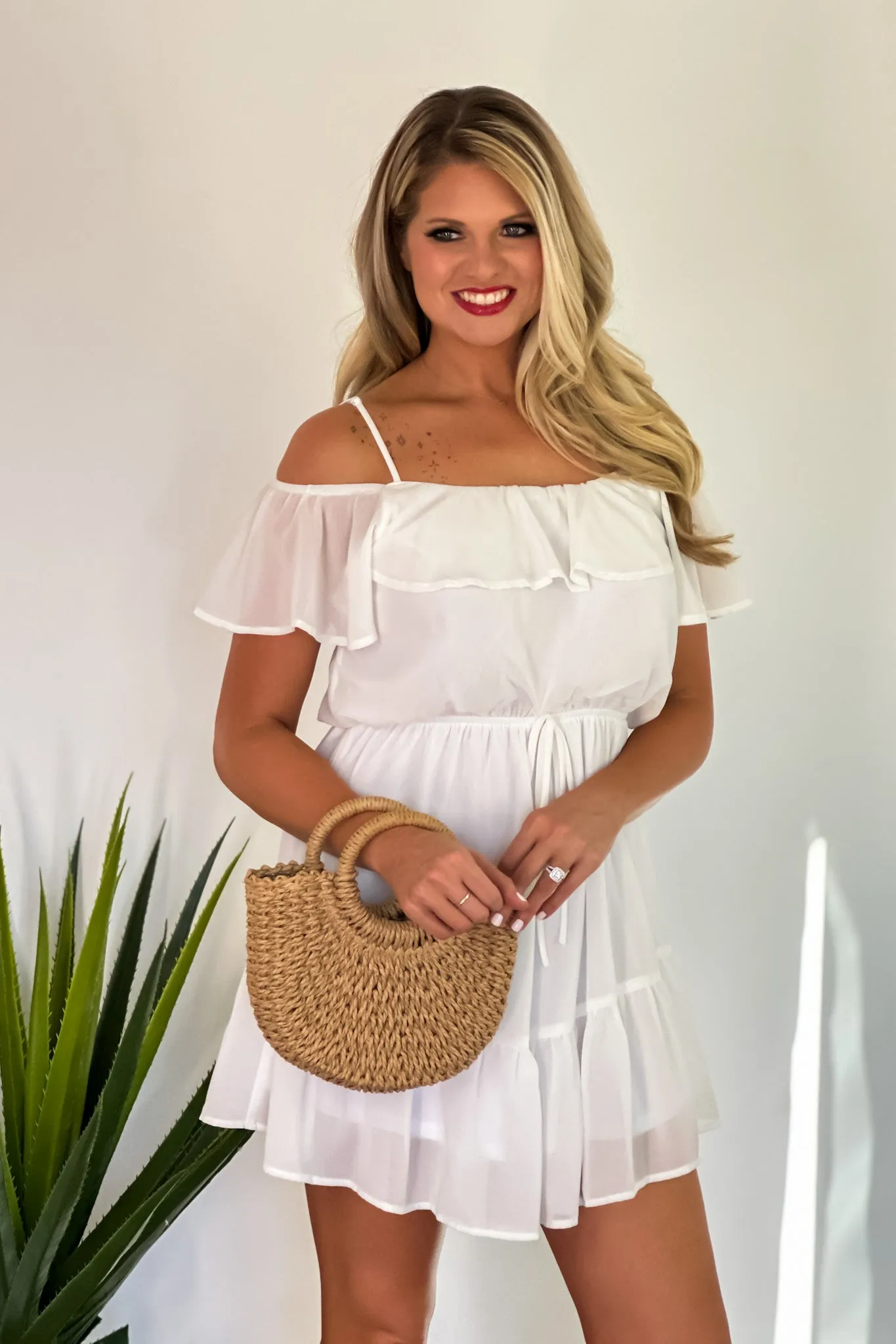 Trisha Ruffled Dress : Off White