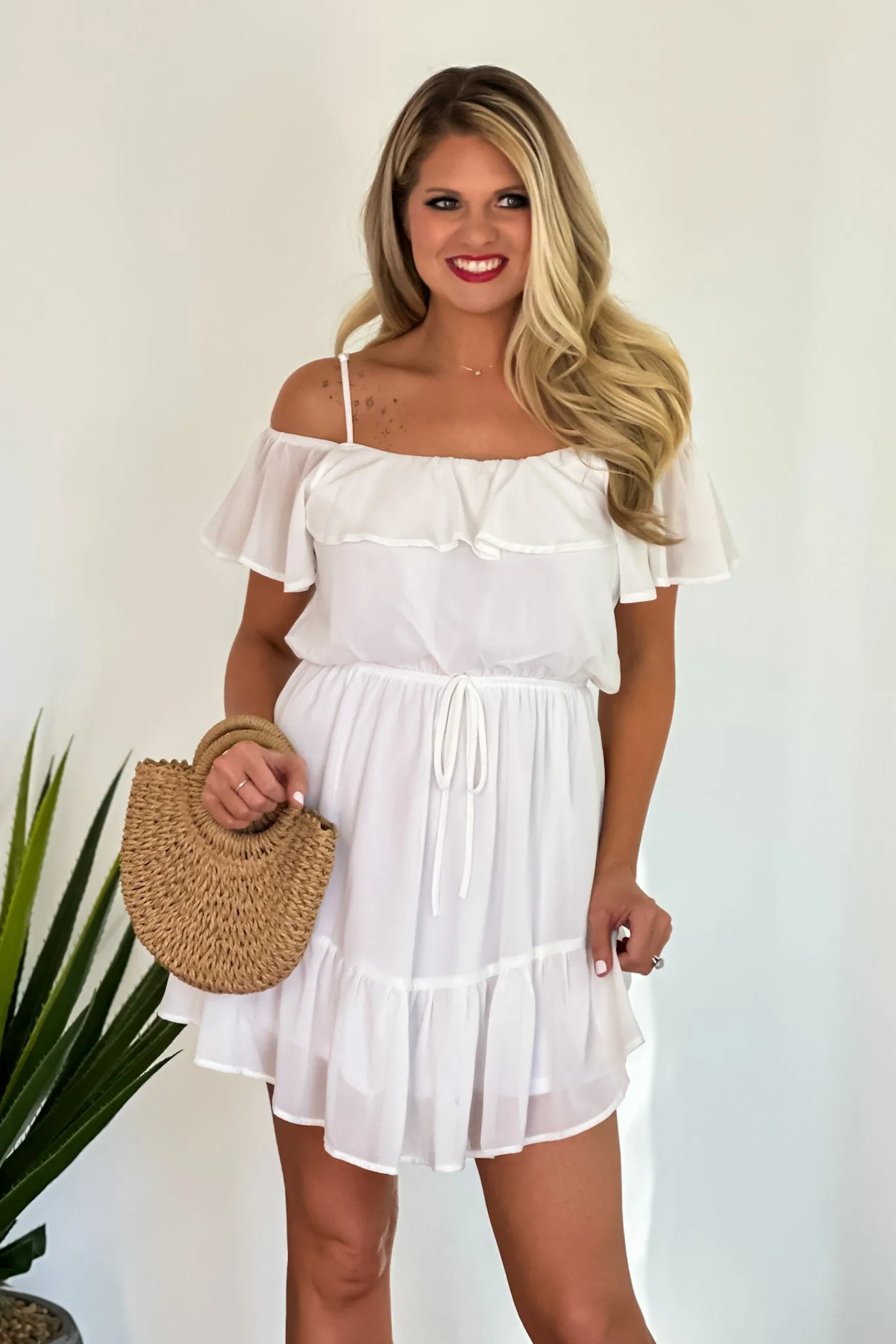 Trisha Ruffled Dress : Off White