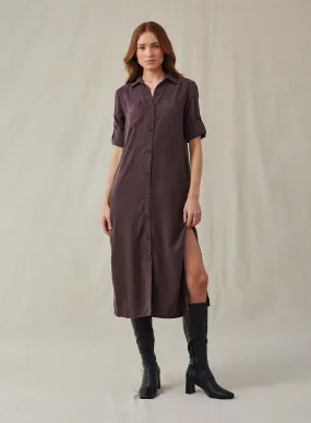 Western Yoke Duster Dress - Chestnut Brown