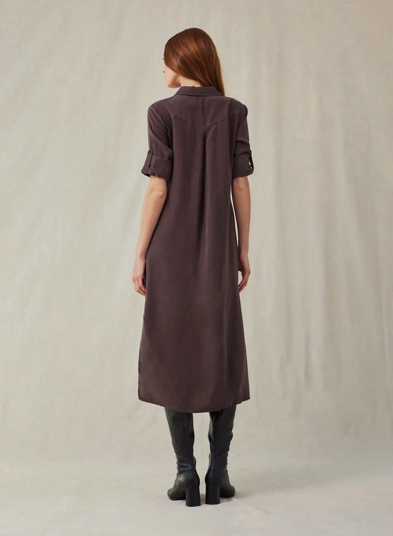 Western Yoke Duster Dress - Chestnut Brown