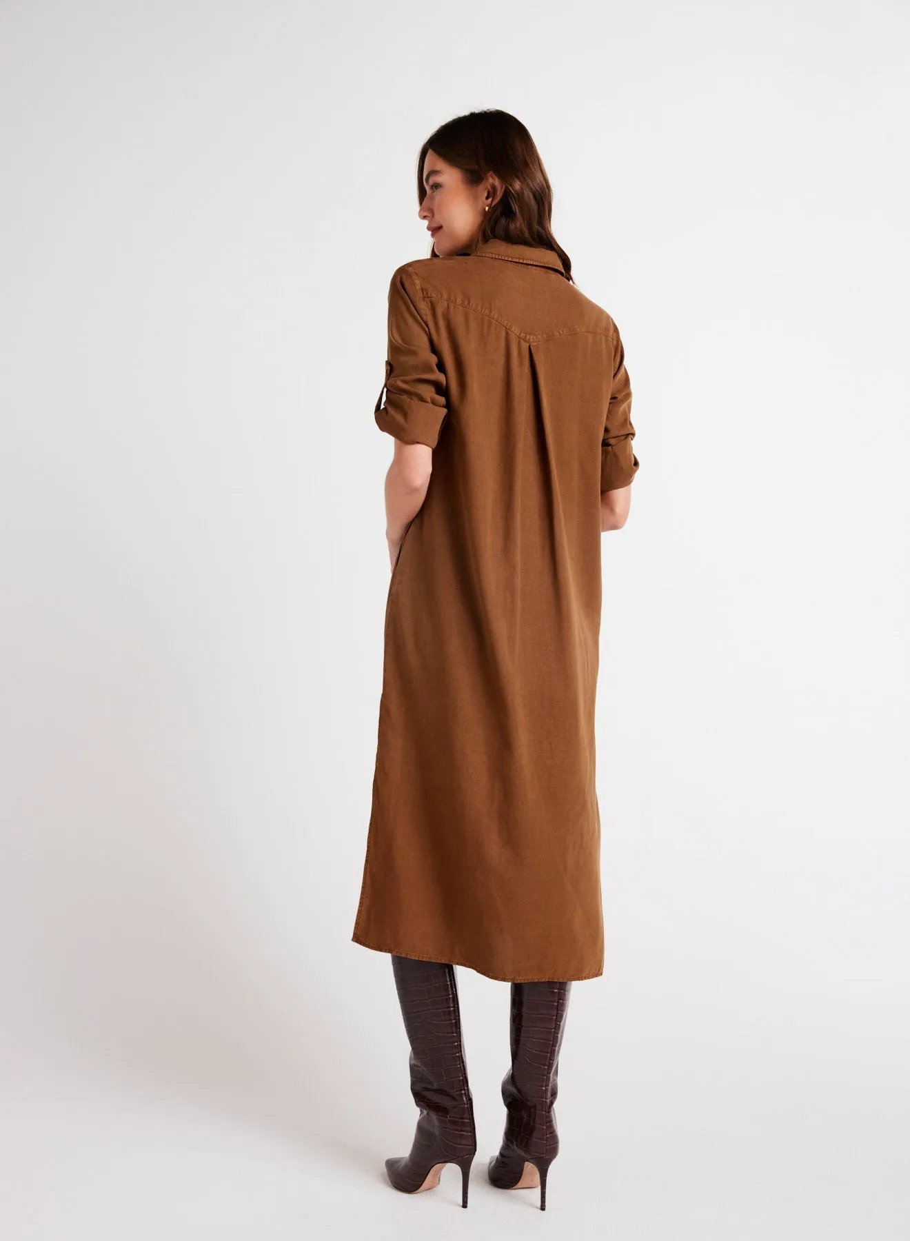 Western Yoke Duster Dress - Twilight Gold