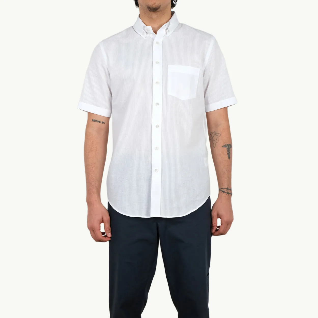 White Seersucker S/S Shirt