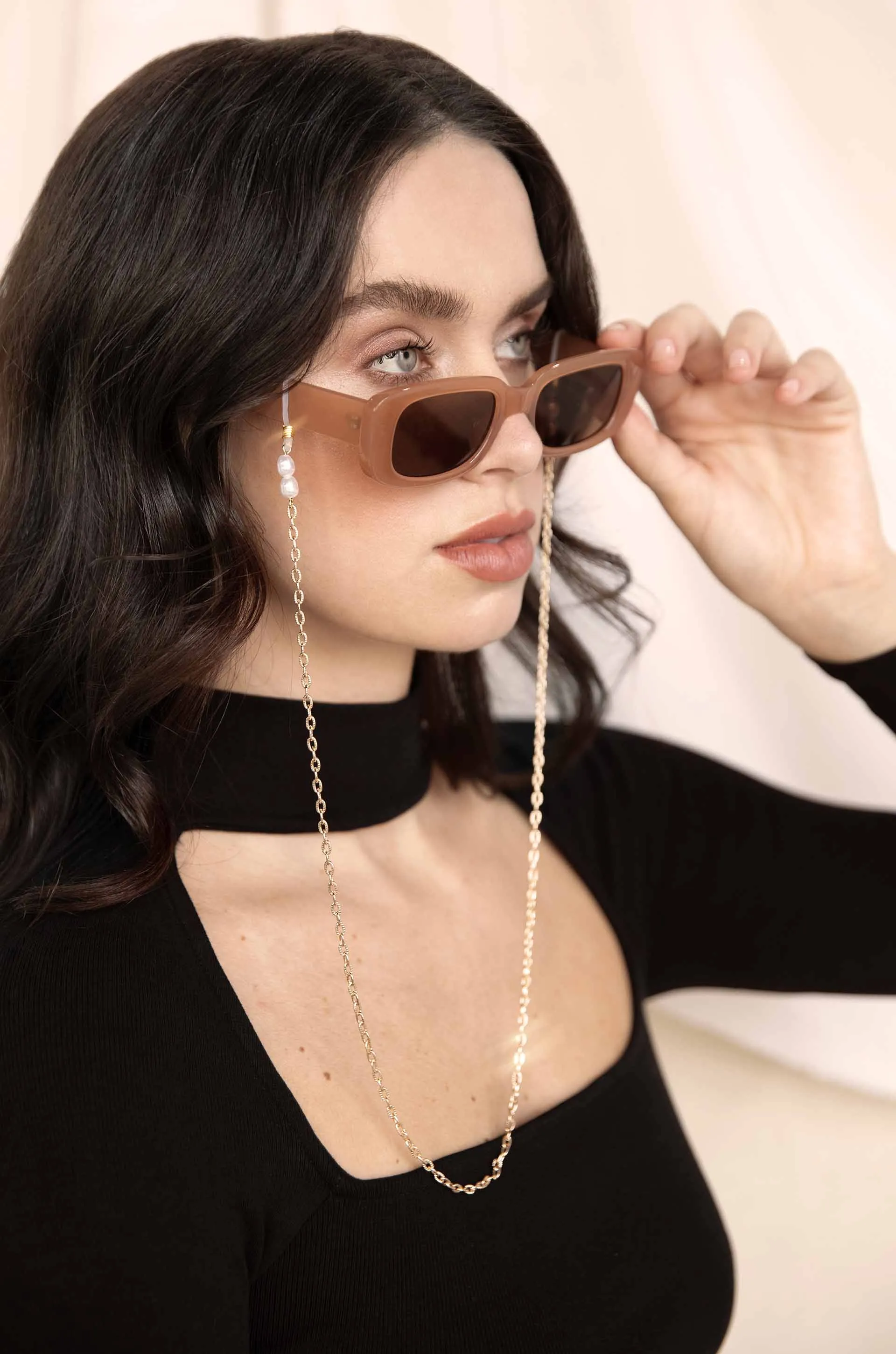 Wide Link Pearl Glasses Chain