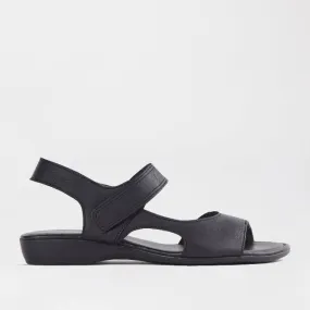 Wider Fit Slingback Flat Sandal in Black - 12221