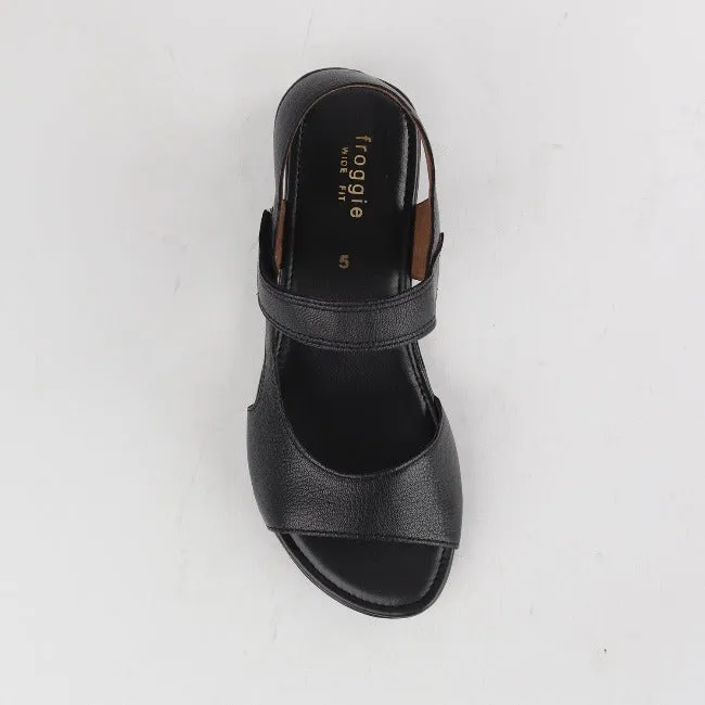 Wider Fit Slingback Flat Sandal in Black - 12221