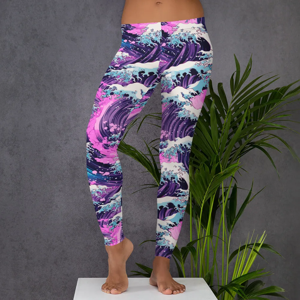 Women's Yoga Pants Workout Leggings - Purple Wave 002