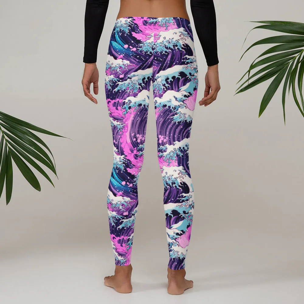 Women's Yoga Pants Workout Leggings - Purple Wave 002