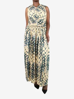 Yellow sleeveless tie-dye maxi dress - size US 12