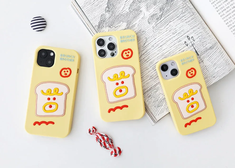 Yellow Toast Cellphone Cases for iPhone 11 13 Series Silicone Smartphone Accessories Cute Brunch Brother